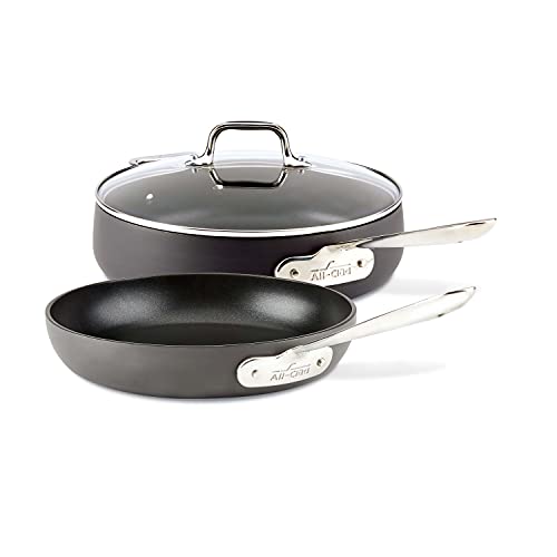 All-Clad HA1 Bratpfanne mit Deckel, antihaftbeschichtet, harteloxiert, 25,4 cm und 4QT w, Schwarz von All-Clad