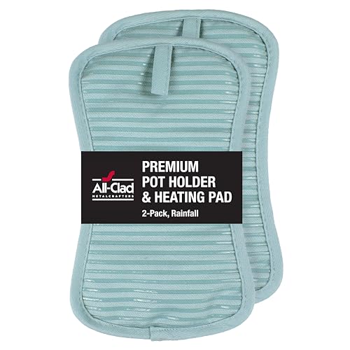 All-Clad Topflappen und Topfuntersetzer, 2 Stück, hitzebeständig bis 260 Grad Celsius, 100% Baumwolle, 25,4 x 15,9 cm, Küche, Grill, Hellblau (Rainfall) von All-Clad