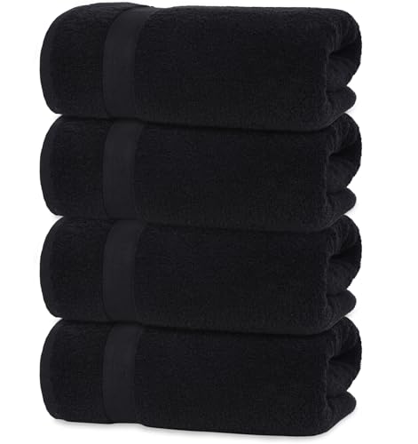 All Design Towels Schnell trocknende 4 Stück Schwarze Handtücher – sehr saugfähige 100% türkische Baumwolle – perfektes Handtuch für Badezimmer, Küche, Gäste, Pool, Studentenwohnheim, Dusche von All Design Towels
