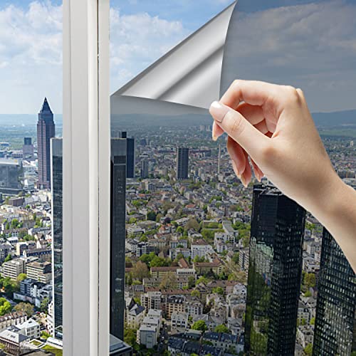 All-In Spiegelfolie Selbstklebend Fensterfolie Blickdicht Sichtschutzfolie Fenster 99% UV-Schutz Wärmeisolierung Sonnenschutzfolie Für Zuhause und Büro (Schwarz, 60x400cm) von All--In