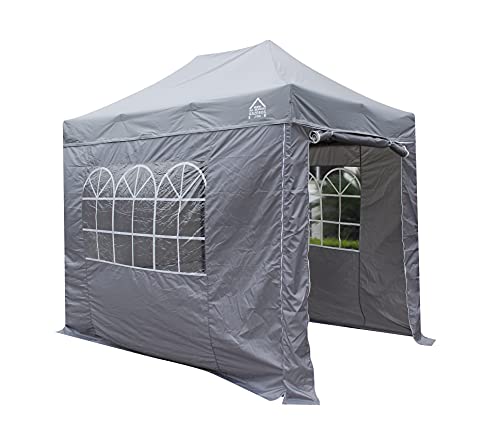 All Seasons Gazebos | 3x2m Pop Up Gazebo mit 4 Seitenwänden, Zubehörpaket & Rolltasche | Schwerlast, vollständig wasserdicht, hochwertige Materialien (Metallisch Grau) von All Seasons Gazebos