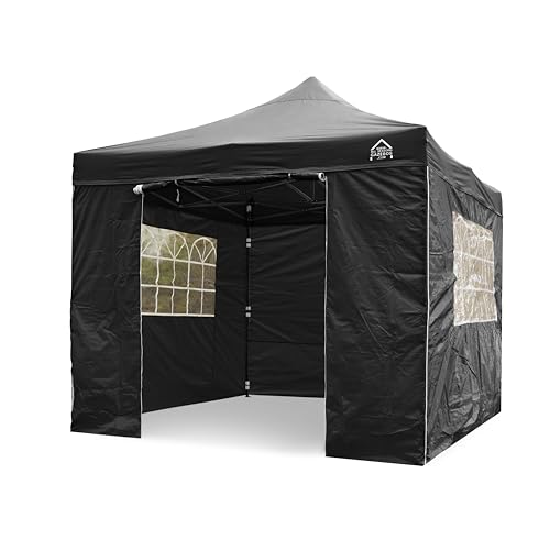 All Seasons Gazebos 3x3m vollständig wasserdichtes Faltpavillon mit 4 Seitenteilen - Schwarz von All Seasons Gazebos