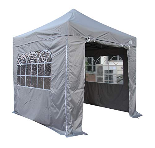 All Seasons Gazebos 2.5x2.5m vollständig wasserdichtes Faltpavillon mit 4 hochwertigen Seitenteilen - Metallisch Grau von All Seasons Gazebos