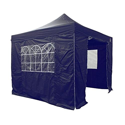 All Seasons Gazebos | 3x3m Pop Up Gazebo mit 4 Seitenwänden, Zubehörpaket & Rolltasche | Schwerlast, vollständig wasserdicht, hochwertige Materialien (Marineblau) von All Seasons Gazebos