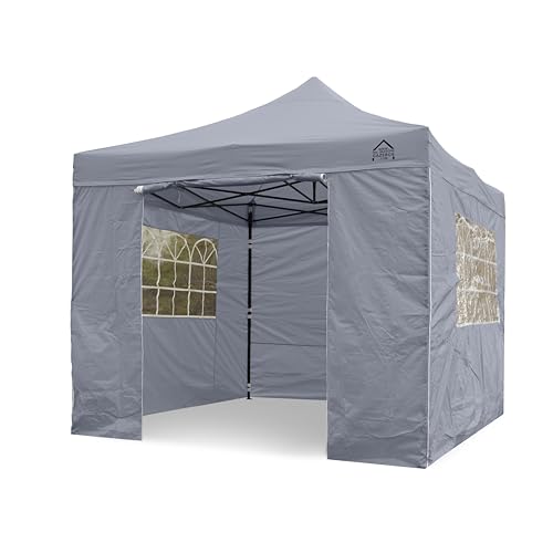 All Seasons Gazebos 3x3m vollständig wasserdichtes Faltpavillon mit 4 Seitenteilen - Metallisch Grau von All Seasons Gazebos