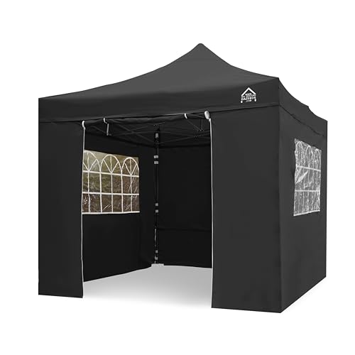 All Seasons Gazebos 3x3m vollständig wasserdichtes Faltpavillon mit 4 hochwertigen Seitenteilen - Schwarz von All Seasons Gazebos