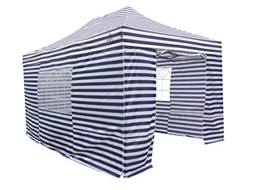 Alle Jahreszeiten Pavillons, 3 x 4,5 m, schwere Pflicht, voll Wasserdicht, PVC-beschichtet, Premium Pop-Up-Pavillon mit 4 x 100% wasserdicht Reißverschluss bis Seitenteile (gleiche Qualität wie das Dach) Lieferung mit Tragetasche mit Rädern und 4 x Upgraded Bein Gewicht Staubbeutel. Wahl von Farben (weiß und blau Streifen)... von All Seasons Gazebos