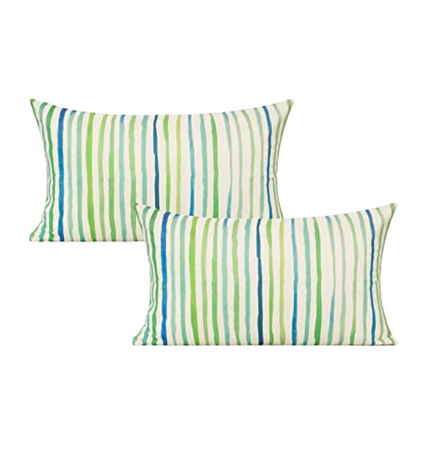 All Smiles Outdoor Green Leaves Plant Throw Pillow Covers Cases Decorative Tropical Rainforest Palm Leaves Cushion Square Cotton Linen 12 x 20 Set of 2 for Sofa Patio Couch von All Smiles