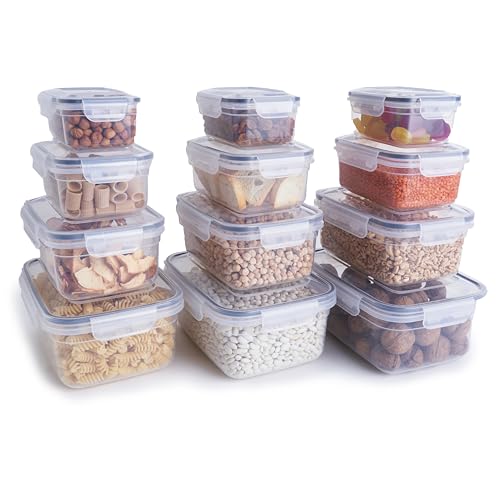 All-for-Home Frischhaltedosen mit Deckel Luftdicht | 12er Set Vorratsbehälter | Aufbewahrungsbox mit Deckel | BPA FREI | Küchen organizer | Kühlschrank organizer | Brotdose | Lunchbox|Meal prep Boxen von All-for-Home