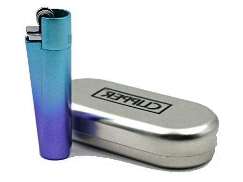 Clipper Flint Metall Metal Lighter Feuerzeug Geschenkbox Large Classic + All u Need Flaschenöffner Keyring (Blue Gradient) von All u need / Clipper