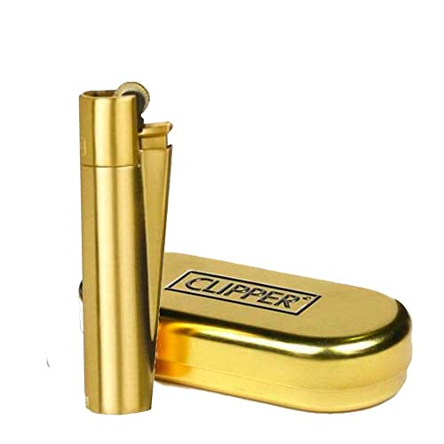 Clipper Flint Metall Metal Lighter Feuerzeug Geschenkbox Large Classic + All u Need Flaschenöffner Keyring (Gold Dull/Shiny) von All u need / Clipper