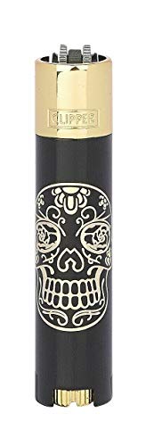 Clipper Flint Metall Metal Lighter Feuerzeug Geschenkbox Large Classic + All u Need Flaschenöffner Keyring (Skull Gold) von All u need / Clipper