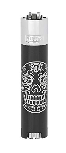 Clipper Flint Metall Metal Lighter Feuerzeug Geschenkbox Large Classic + All u Need Flaschenöffner Keyring (Skull Silver) von All u need / Clipper
