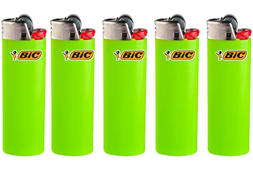 All u need BIC Maxi Feuerzeuge Reibrad Lighter Neutral Flints Zündstein J26 5 Stück + Keyring Flaschenöffner (Apfelgrün) von All u need