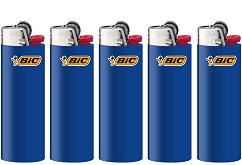 All u need BIC Maxi Feuerzeuge Reibrad Lighter Neutral Flints Zündstein J26 5 Stück + Keyring Flaschenöffner (Dunkelblau) von All u need