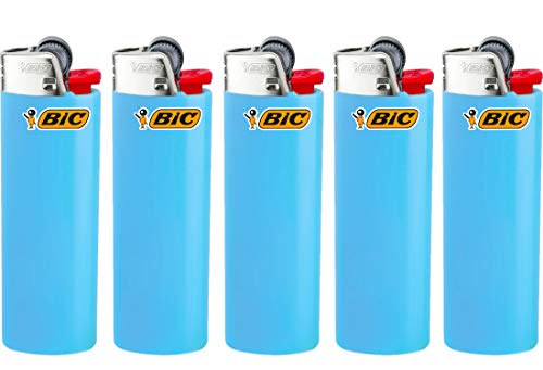 All u need BIC Maxi Feuerzeuge Reibrad Lighter Neutral Flints Zündstein J26 5 Stück + Keyring Flaschenöffner (Hellblau) von All u need