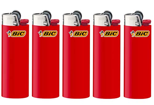 All u need BIC Maxi Feuerzeuge Reibrad Lighter Neutral Flints Zündstein J26 5 Stück + Keyring Flaschenöffner (Rot) von All u need