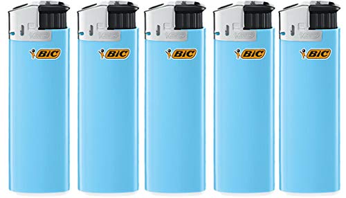 BIC Maxi Feuerzeuge Electronic Lighter Neutral Flints Zündstein J38 5 Stück + Keyring Flaschenöffner All u need (Hellblau) von All u need