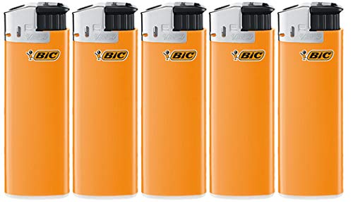 BIC Maxi Feuerzeuge Electronic Lighter Neutral Flints Zündstein J38 5 Stück + Keyring Flaschenöffner All u need (Orange) von All u need