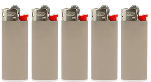 BIC Mini Feuerzeuge Reibrad Lighter Neutral Flints Zündstein J25 5 Stück + Keyring Flaschenöffner All u need (Grau) von All u need