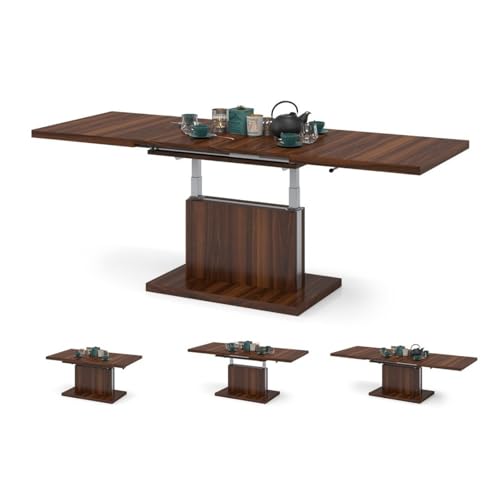 All4All Couchtisch Asti - Kaffeetisch - Wohnzimmertisch – Höhenverstellbar - mit Einlegeplatten - Ausziehbar - Sofatisch - 120x70cm - 05 - California Nuss von All4All