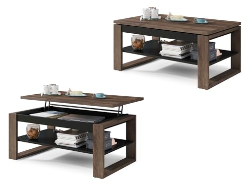 All4All Couchtisch Nico - Kaffeetisch - Wohnzimmertisch - Laptoptisch - Sofatisch - ausziehbar - ausklappbar - 100x60cm - 05 - Braune Eiche + Schwarz All4All Couchtisch Nico - Kaffeetisch - Wohnzimmertisch - Laptoptisch - Sofatisch - ausziehbar - ausklappbar - 100x60cm - 05 - Braune Eiche + Schwarz von All4All