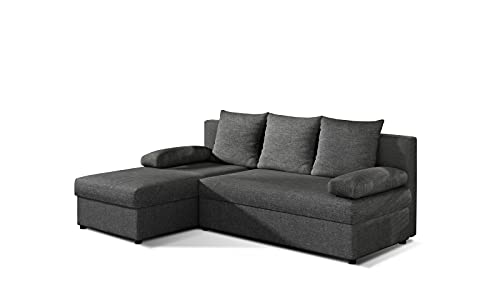 All4All Ecksofa Gini - Schalffunktion - Bettkasten - Wohnlandschaft - platzsparend - L-Form - Couch - Eckcouch - Schlafsofa - 206x146x90cm - 23 - Sawana 05, Links von All4All