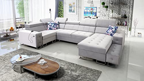 All4All Ecksofa Hugo IV 362x210cm - Schlaffunktion - Bettkasten - U-Form - Couch - Eckcouch - Schlafsofa - Sofaeck - Bett - Wohnlandschaft - Magic Velvet 2218 Seite Rechts 26 von All4All