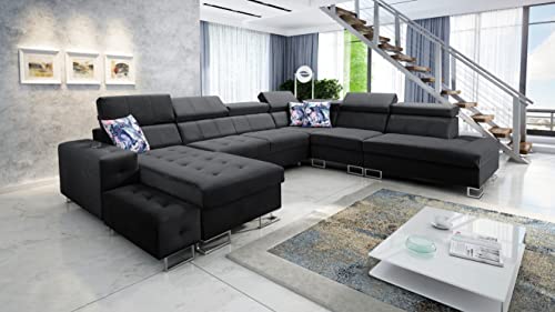 All4All Ecksofa Hugo X 362x293cm - Schlaffunktion - Bettkasten - U-Form - Couch - Eckcouch - Schlafsofa - Sofaeck - Bett - Wohnlandschaft - Magic Velvet 2219 Seite Links 26 von All4All