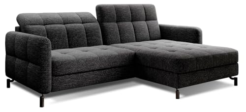 All4All Ecksofa Lorena - 225x105x160cm - L-Form - Eckcouch mit Schlaffunktion - Bettkasten - Modernes Sofa - Schlafsofa - Wohnlandschaft - Verstellbare Kopfstützen - 23 (Berlin 02, Rechts) von All4All
