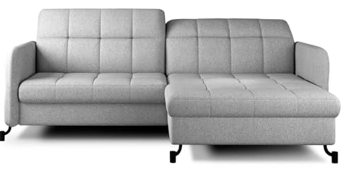 All4All Ecksofa Lorena - 225x105x160cm - L-Form - Eckcouch mit Schlaffunktion - Bettkasten - Modernes Sofa - Schlafsofa - Wohnlandschaft - Verstellbare Kopfstützen - 23 (Grande 81, Rechts) von All4All