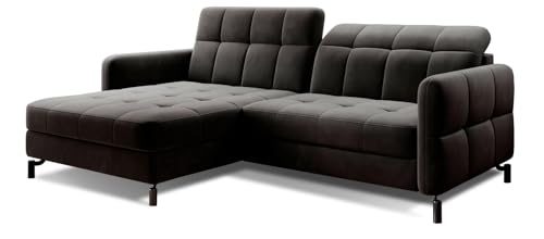 All4All Ecksofa Lorena - 225x105x160cm - L-Form - Eckcouch mit Schlaffunktion - Bettkasten - Modernes Sofa - Schlafsofa - Wohnlandschaft - Verstellbare Kopfstützen - 23 (Kronos 07, Links) von All4All