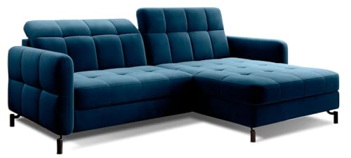 All4All Ecksofa Lorena - 225x105x160cm - L-Form - Eckcouch mit Schlaffunktion - Bettkasten - Modernes Sofa - Schlafsofa - Wohnlandschaft - Verstellbare Kopfstützen - 23 (Kronos 09, Rechts) von All4All