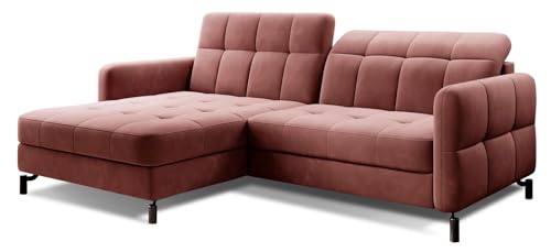 All4All Ecksofa Lorena - 225x105x160cm - L-Form - Eckcouch mit Schlaffunktion - Bettkasten - Modernes Sofa - Schlafsofa - Wohnlandschaft - Verstellbare Kopfstützen - 23 (Kronos 29, Links) von All4All