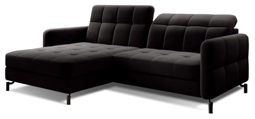 All4All Ecksofa Lorena - 225x105x160cm - L-Form - Eckcouch mit Schlaffunktion - Bettkasten - Modernes Sofa - Schlafsofa - Wohnlandschaft - Verstellbare Kopfstützen - 23 (Matt Velvet 99, Links) von All4All