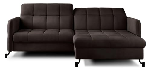 All4All Ecksofa Lorena - 225x105x160cm - L-Form - Eckcouch mit Schlaffunktion - Bettkasten - Modernes Sofa - Schlafsofa - Wohnlandschaft - Verstellbare Kopfstützen - 23 (Matt Velvet 99, Rechts) von All4All