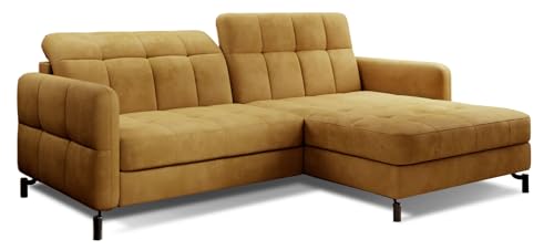 All4All Ecksofa Lorena - 225x105x160cm - L-Form - Eckcouch mit Schlaffunktion - Bettkasten - Modernes Sofa - Schlafsofa - Wohnlandschaft - Verstellbare Kopfstützen - 23 (Monolith 48, Rechts) von All4All