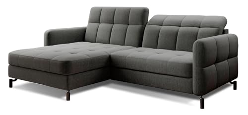 All4All Ecksofa Lorena - 225x105x160cm - L-Form - Eckcouch mit Schlaffunktion - Bettkasten - Modernes Sofa - Schlafsofa - Wohnlandschaft - Verstellbare Kopfstützen - 23 (Sawana 21, Links) von All4All