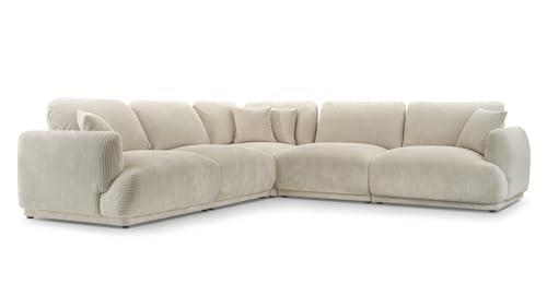All4All Ecksofa Luna - 285x285x83cm - Sofa ohne Schlaffunktion - Couch - L-Form - Freistehendes Sofa - Wellenfederung & PU-Schaum - Wohnlandschaft - Modern - Polsterecke - 05 (Lincoln 03, Links) von All4All