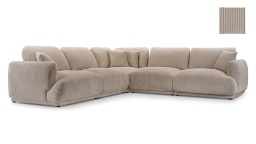 All4All Ecksofa Luna - 285x285x83cm - Sofa ohne Schlaffunktion - Couch - L-Form - Freistehendes Sofa - Wellenfederung & PU-Schaum - Wohnlandschaft - Modern - Polsterecke - 05 (Lincoln 09, Links) von All4All
