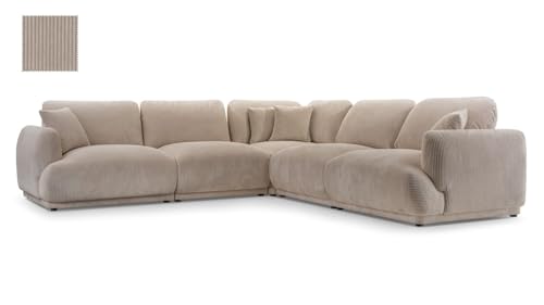 All4All Ecksofa Luna - 285x285x83cm - Sofa ohne Schlaffunktion - Couch - L-Form - Freistehendes Sofa - Wellenfederung & PU-Schaum - Wohnlandschaft - Modern - Polsterecke - 05 (Lincoln 09, Rechts) von All4All