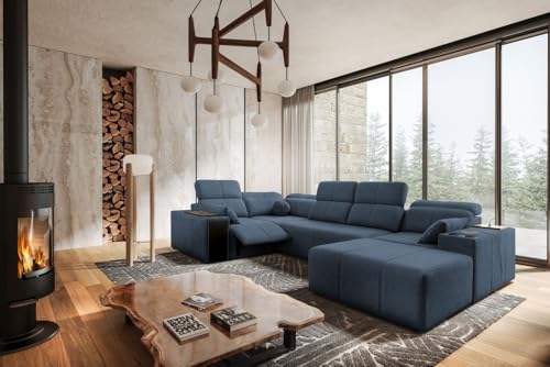 All4All Ecksofa Malva III Mix mit Schlaffunktion und Bettkasten – 288x291 cm - XXL Wohnlandschaft mit 6 verstellbaren Kopfstützen - modernem Design - Polstersofa - Couch - 26 (Verita 76, Links) von All4All