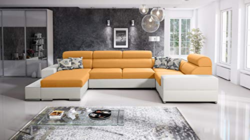 All4All Ecksofa Mateo II mit Schlaffunktion Wohnlandschaft Big Sofa XXL mit Bettkasten Grau Schwarz Beige 26 (Links, Twist 10 + EKJ 1) von All4All