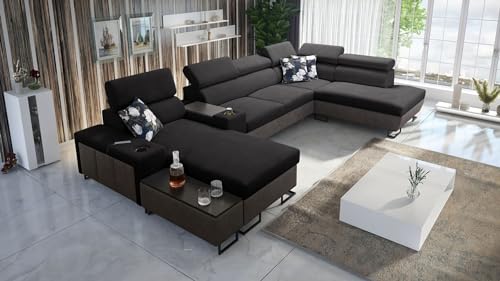 All4All Ecksofa Melani V 375x220x170cm - Schlaffunktion - Bettkasten - U-Form - Couch - Eckcouch - Schlafsofa - Wohnlandschaft - Sofa - Polstersofa - Freya210.25+ Kunstleder Tauro8207 - Links - 26 von All4All