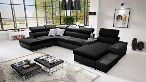 All4All Ecksofa Ponti mit Schlaffunktion Wohnlandschaft Bettkasten Schwarz Grau Lila Blau Links Rechts Groß XXL 26 (RECHTS, Sawana 14 + Ekj 5) von All4All