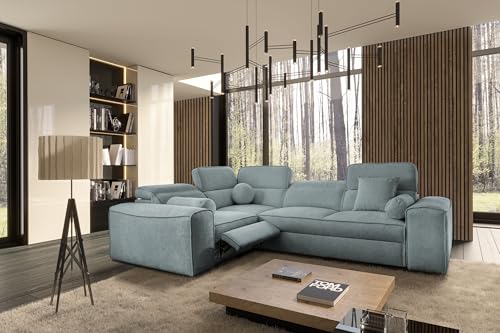 All4All Ecksofa Simon II Mix mit Schlaffunktion & Bettkasten – L-Form - modernes Schlafsofa mit verstellbaren Kopfstützen -276x205x91 cm - Couch - Schlafcouch - Eckcouch 26 (Toro 120, Links) von All4All