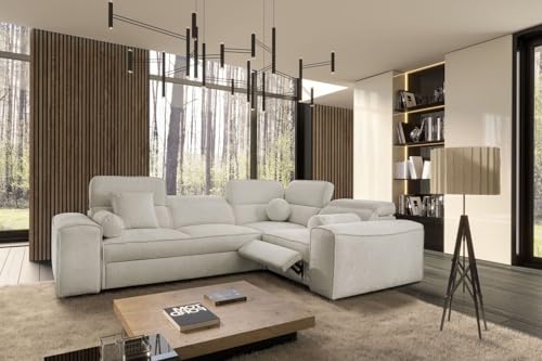 All4All Ecksofa Simon II Mix mit Schlaffunktion & Bettkasten – L-Form - modernes Schlafsofa mit verstellbaren Kopfstützen -276x205x91 cm - Couch - Schlafcouch - Eckcouch 26 (Toro 15, Rechts) von All4All