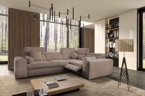 All4All Ecksofa Simon II Mix mit Schlaffunktion & Bettkasten – L-Form - modernes Schlafsofa mit verstellbaren Kopfstützen -276x205x91 cm - Couch - Schlafcouch - Eckcouch 26 (Toro 50, Rechts) von All4All