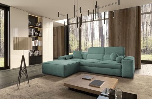 All4All Ecksofa Simon mit Schlaffunktion & Bettkasten – L-Form - modernes Schlafsofa mit 3 verstellbaren Kopfstützen - 274x187 cm – viele Farben - Couch - Schlafcouch - Eckcouch 26 (Toro 100, Links) von All4All