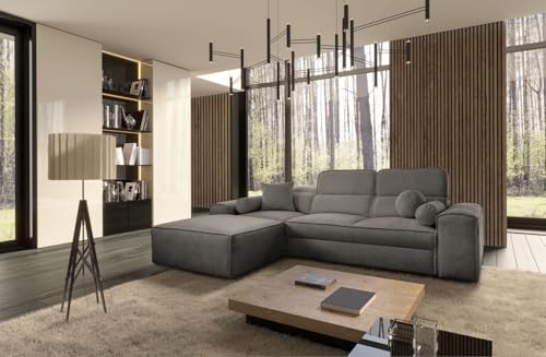 All4All Ecksofa Simon mit Schlaffunktion & Bettkasten – L-Form - modernes Schlafsofa mit 3 verstellbaren Kopfstützen - 274x187 cm – viele Farben - Couch - Schlafcouch - Eckcouch 26 (Toro 5, Links) von All4All